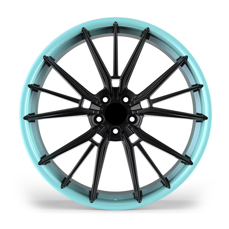 21 Inch 1Piece Forged Aluminum Alloy Wheels Rims Matte Blue Lip Matte Black Disc 21x9J 5x108 Car Wheels for Geely Zeekr 001