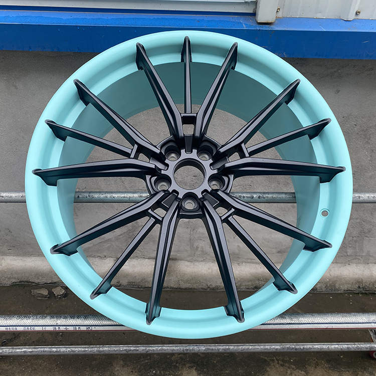 21 Inch 1Piece Forged Aluminum Alloy Wheels Rims Matte Blue Lip Matte Black Disc 21x9J 5x108 Car Wheels for Geely Zeekr 001