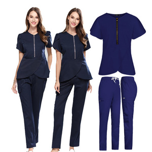 2022 Dropshipping High Quality Scrub Sets Women V-Neck Scrub Top Yoga Jogger Uniform Nursing Uniforms Medical Jogger Sets Scrubs