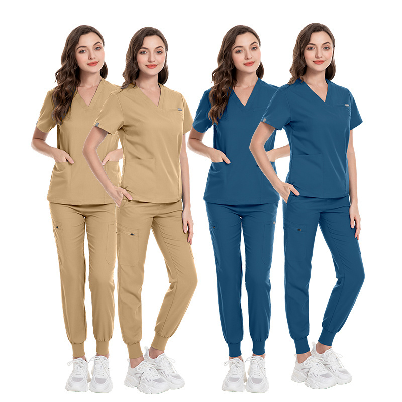 Fashionable V neck Design Top Pocket Royal Blue Navy Blue Scrub Suit Male Nurse Hospital Uniforms for Men Doctor