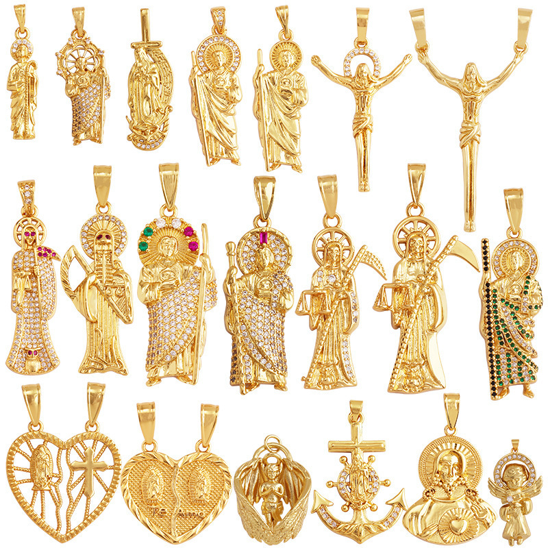 IVIAPRO Hot Selling Fashion Jewelry Gold Plated CZ Pendant Charm Necklace Religious Virgin Mary DIY Pendants