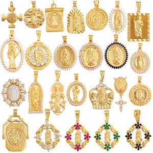 IVIAPRO Hot Selling Fashion Jewelry Gold Plated CZ Pendant Charm Necklace Religious Virgin Mary DIY Pendants