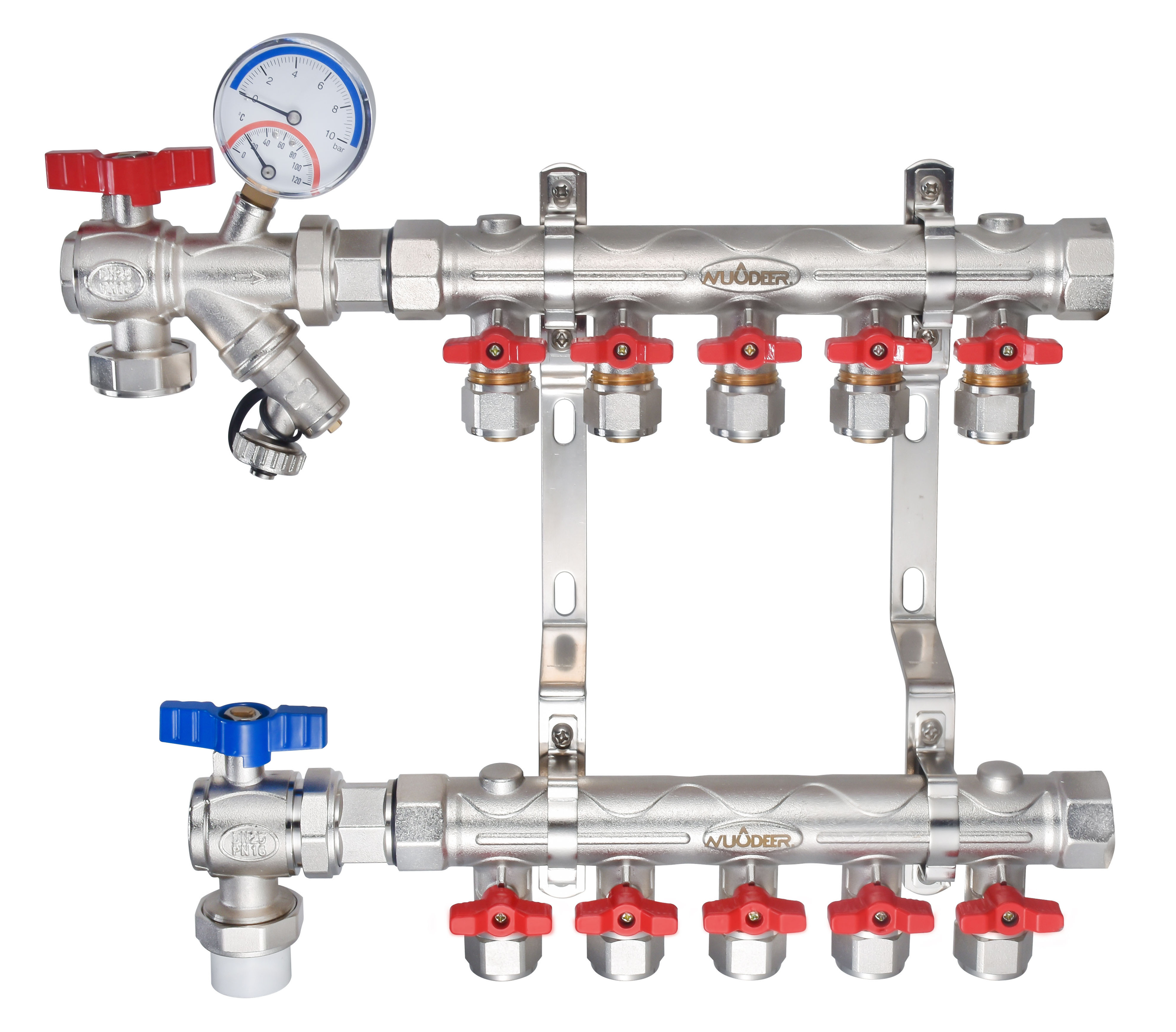 2 to 10 ways Brass manifold for radiant floor heating