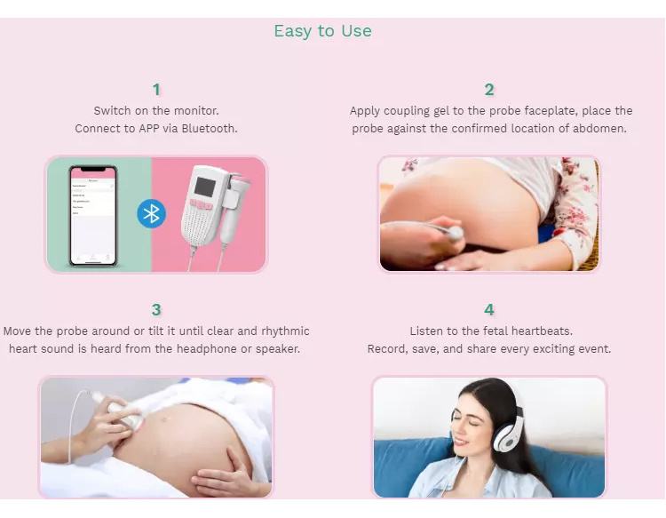 Wellue Babytone  Free App Fetal Doppler  baby heartbeat monitor with New wireless