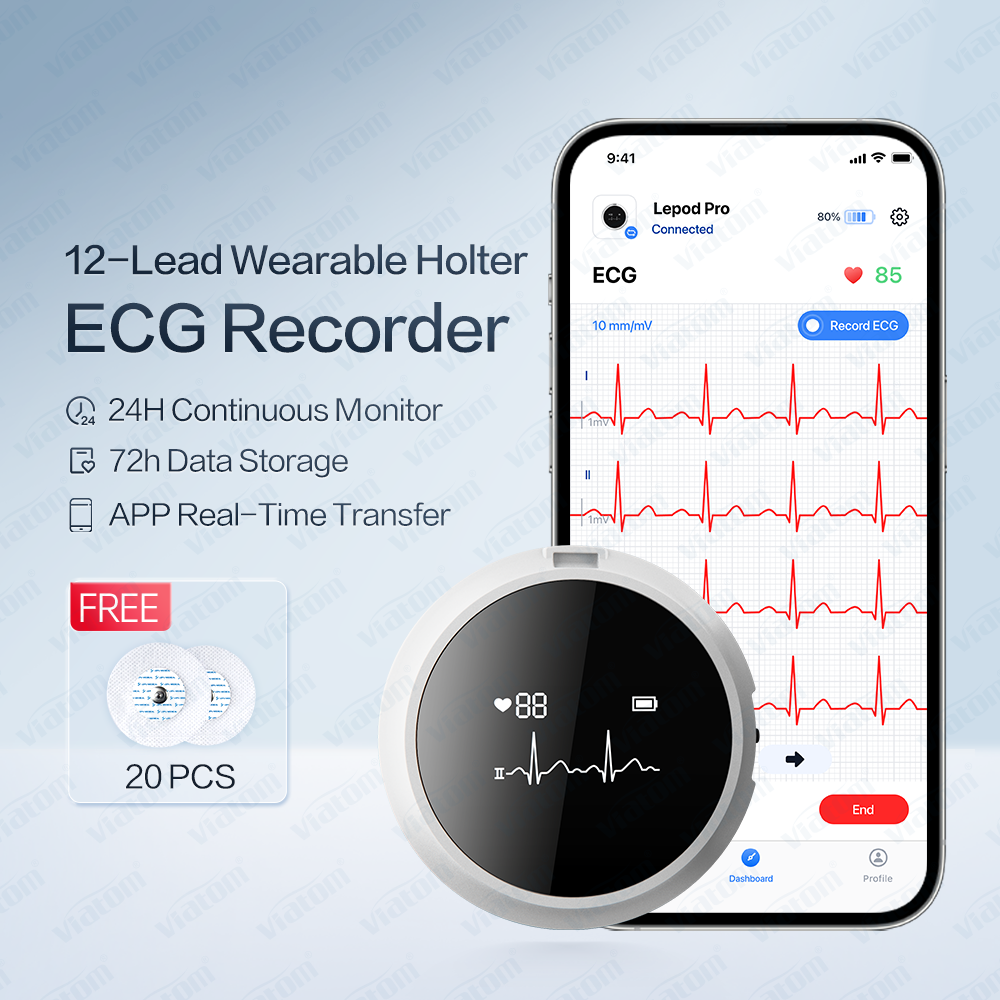 Wellue Lepod Pro 12 Channel Holter Ecg Monitor AI-ECG Interpretation Report Ekg Portable Holter Monitor Ecg Event Recorder