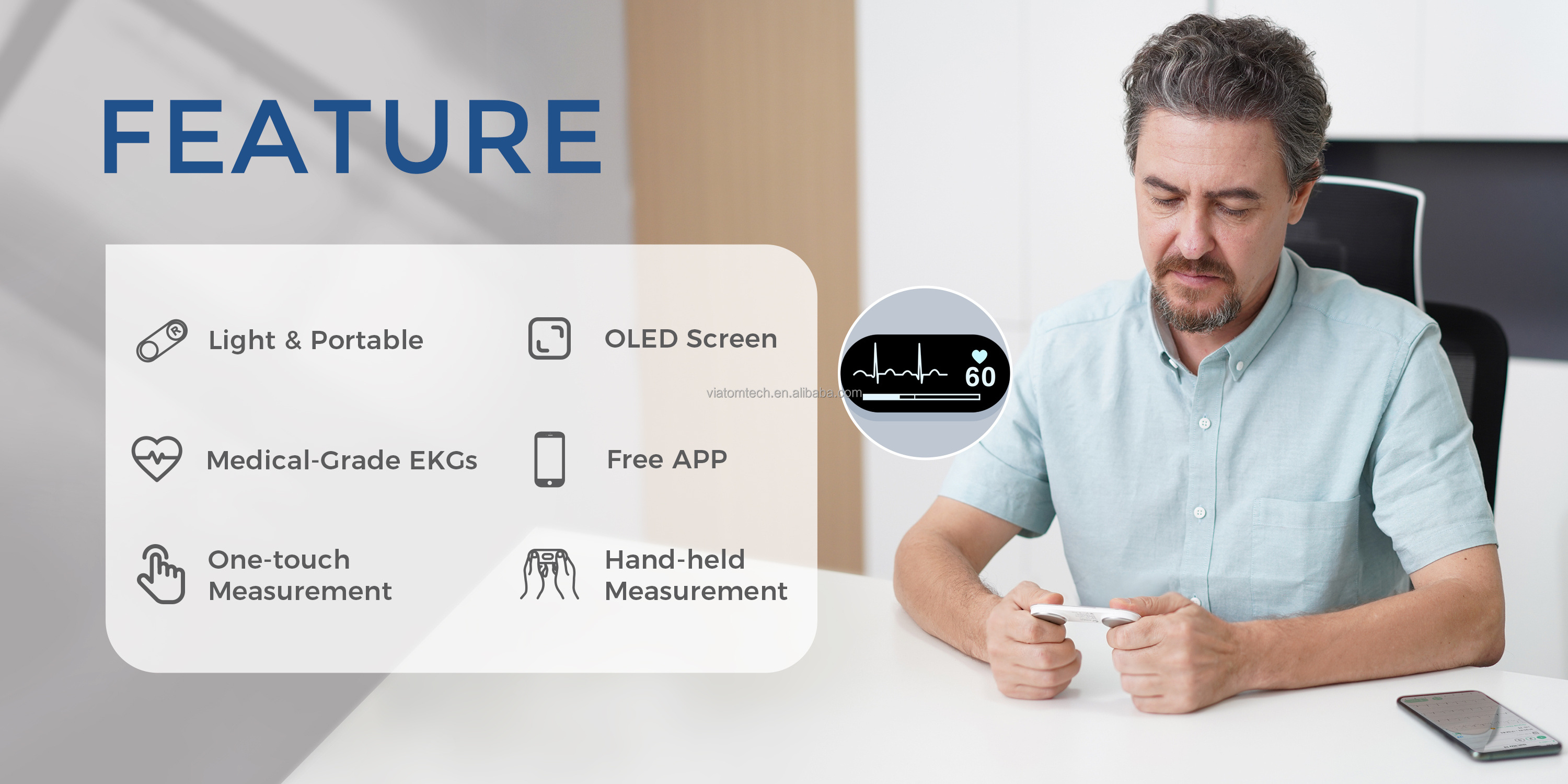 Wellue DuoEK S Ecg Monitor With AI-ECG Technology Instant ECG Measurement And Analysis Single-lead Medical Grade Ekg Recorder