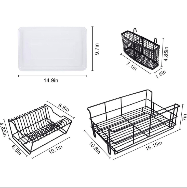 Latest hot selling with drawer tray double kitchen dish rack cutlery drainer rack stainless steel dish drainer drying rack