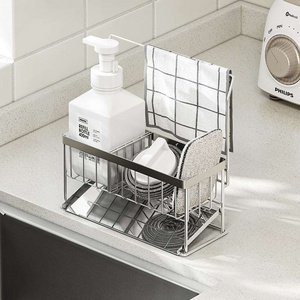 Adjustable Kitchen Soap Sponge storage Holder sink Caddy Drain Organizer Hanging stainless steel Faucet Rack