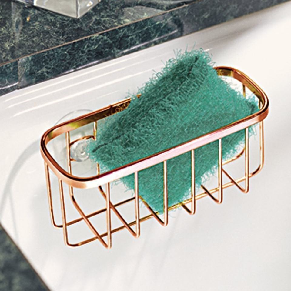 New Design Stainless Steel Detachable Sponge Holder Over Faucet Kitchen Sink Caddy Organizer