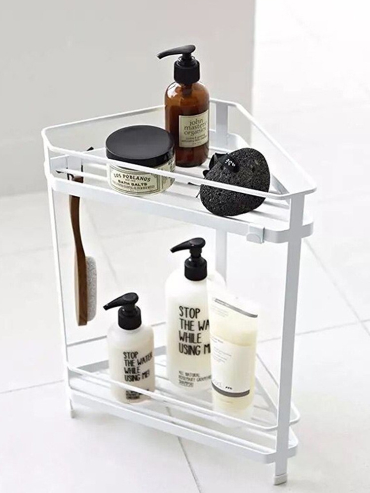 Corner wrought iron bathroom shelf double-layer storage rack hanger shower triangle storage rack bathroom organiser