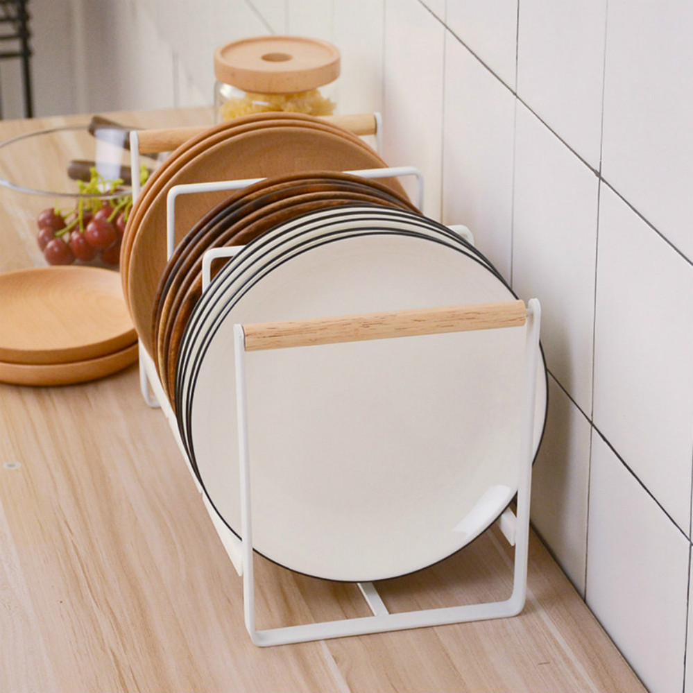 Metal Iron Wire Kitchen Ware Storage Bowl Plate Draining Hanging Holder Dish Drying Rack with Drainer Drip Tray Drainboard