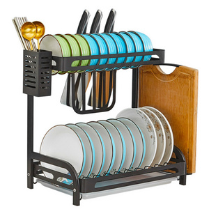 High Quality Customized 2 tier stainless steel upright dish rack over the sink standing kitchen shelf