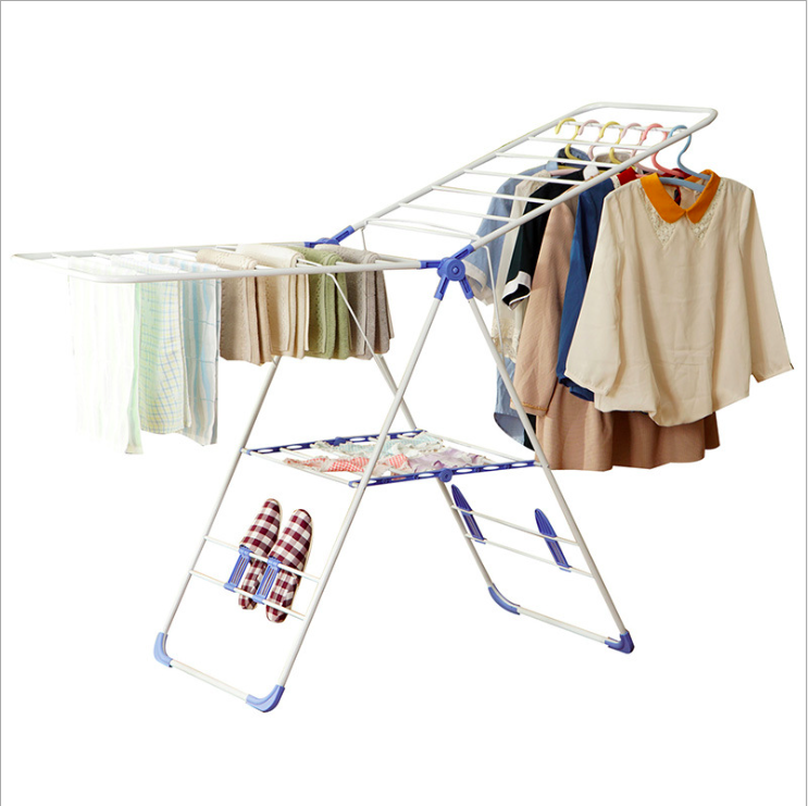 Butterfly Floor Collapsible Folding Clothes Rack, Elegant Design Metal Plastic Drying Rack Clothes Shoes Hanger