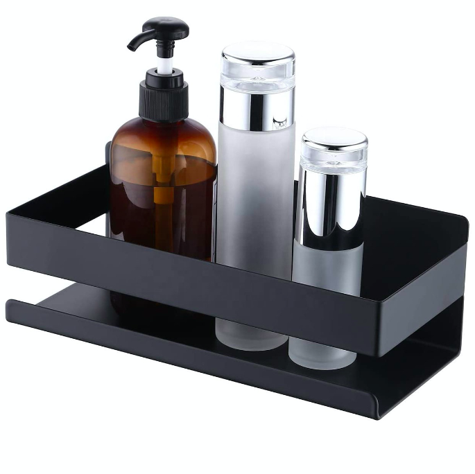 304 Rustproof Stainless Steel Adhesive No Drilling black Bathroom Shower Storage Organizer Shelves