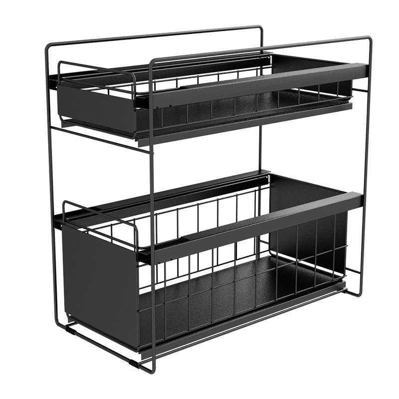 Stackable Sliding Drawer Kitchen Storage Rack Under Sink Organizer Desktop Cabinet Shelf