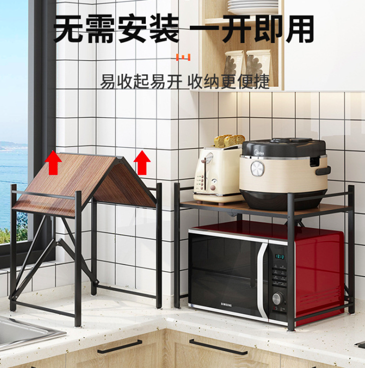 Adjustable Stainless Steel Kitchen Storage Rack Stand Telescopic Kitchen Microwave Oven Shelf