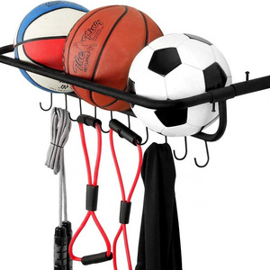 Ball Storage Organizer for Basketball with Hooks Wall Mount Ball for Garage Sports Equipment Storage Rack