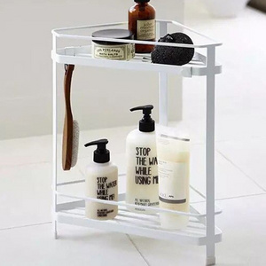 Corner wrought iron bathroom shelf double-layer storage rack hanger shower triangle storage rack bathroom organiser