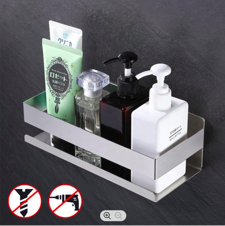 304 Rustproof Stainless Steel Adhesive No Drilling black Bathroom Shower Storage Organizer Shelves