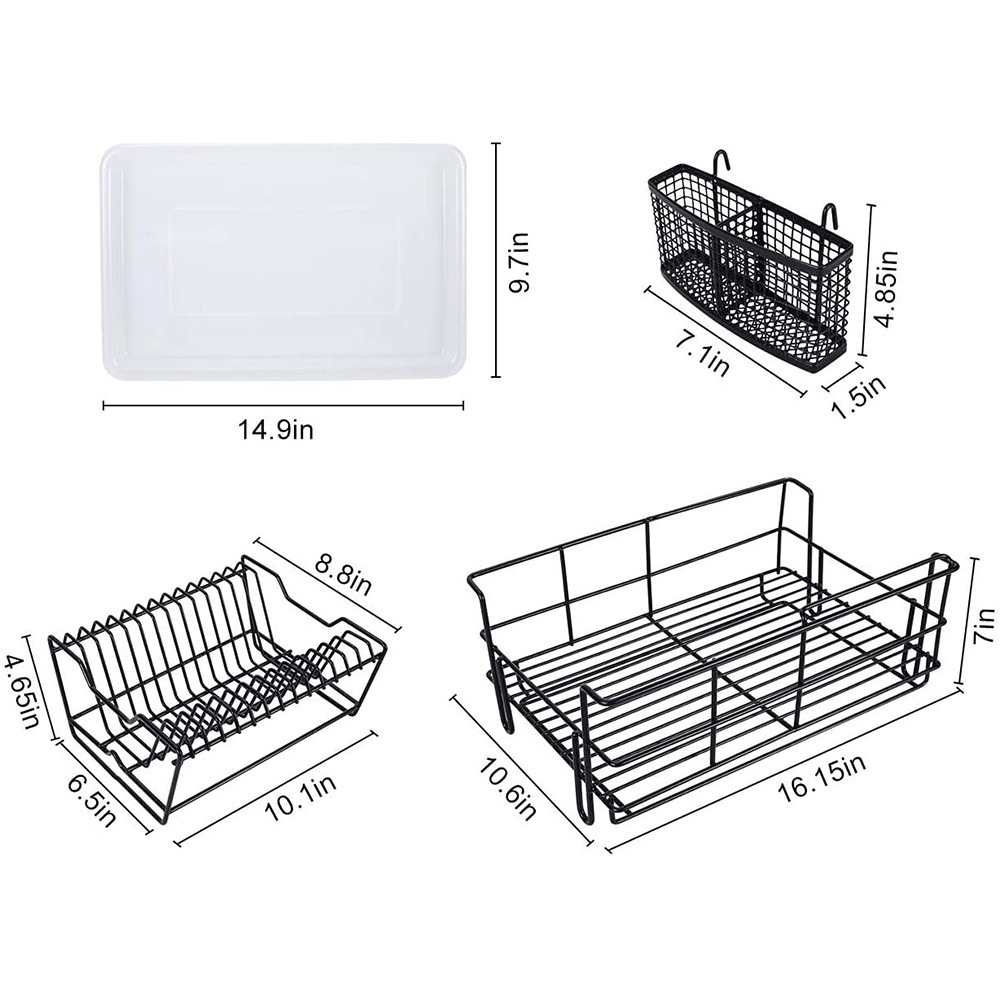 Latest hot selling with drawer tray double kitchen dish rack cutlery drainer rack stainless steel dish drainer drying rack