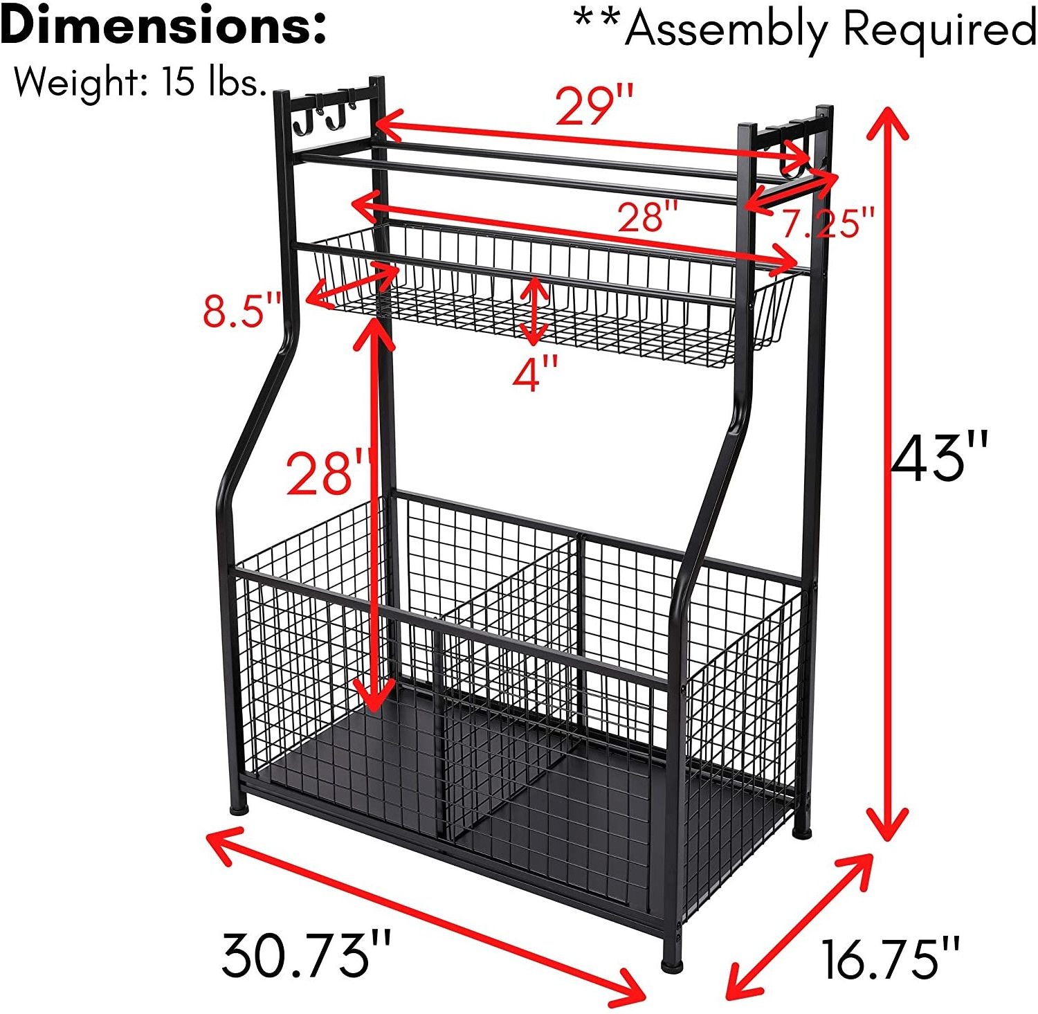 Rotating Ball Display Racks Sport Garage Sports Equipment Storage Organizer with Baskets and Hooks