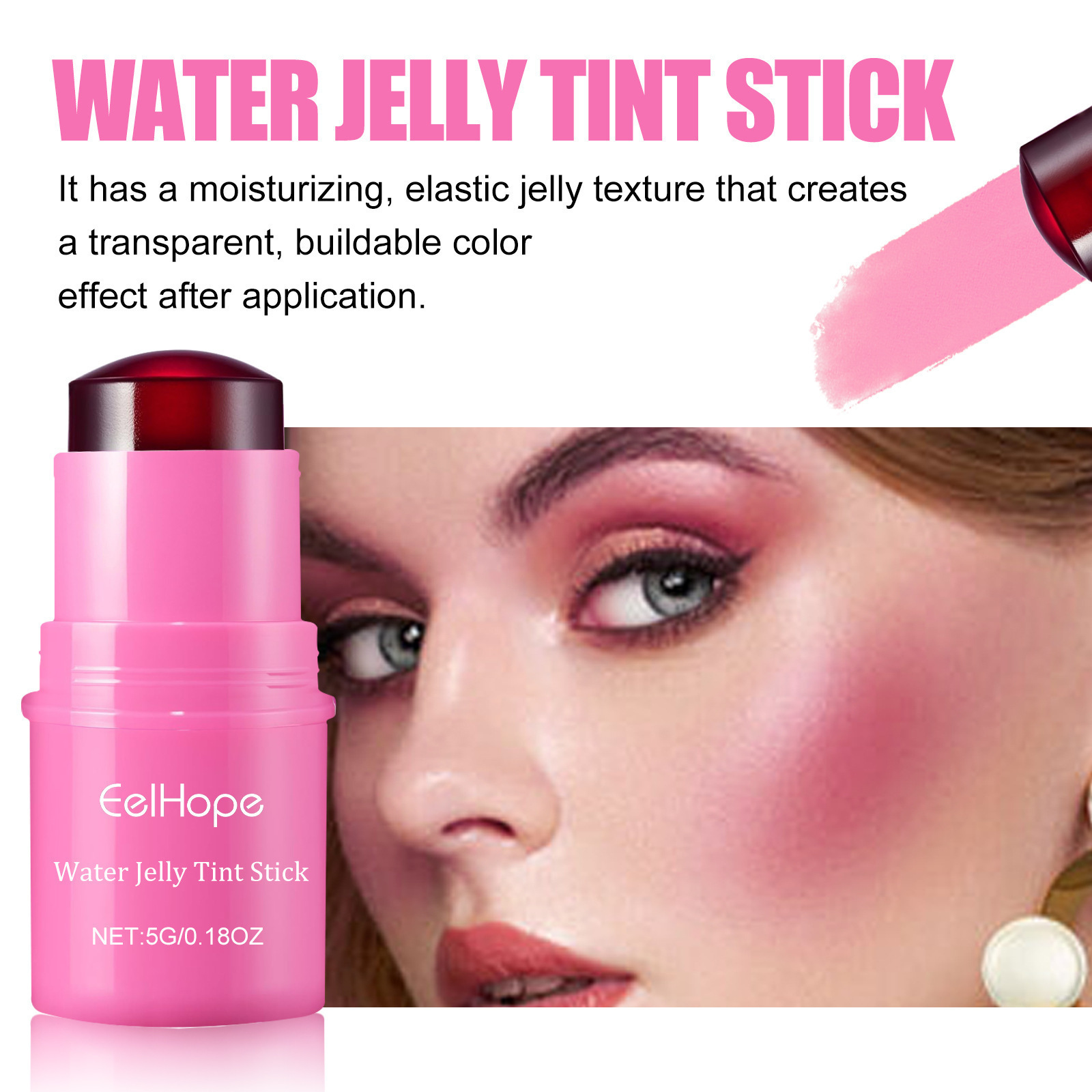 4 colors Light Natural Fruit Jelly powder blusher Lip Tint Stick Makeup Brightening Waterproof powder blusher Lip Color Stick