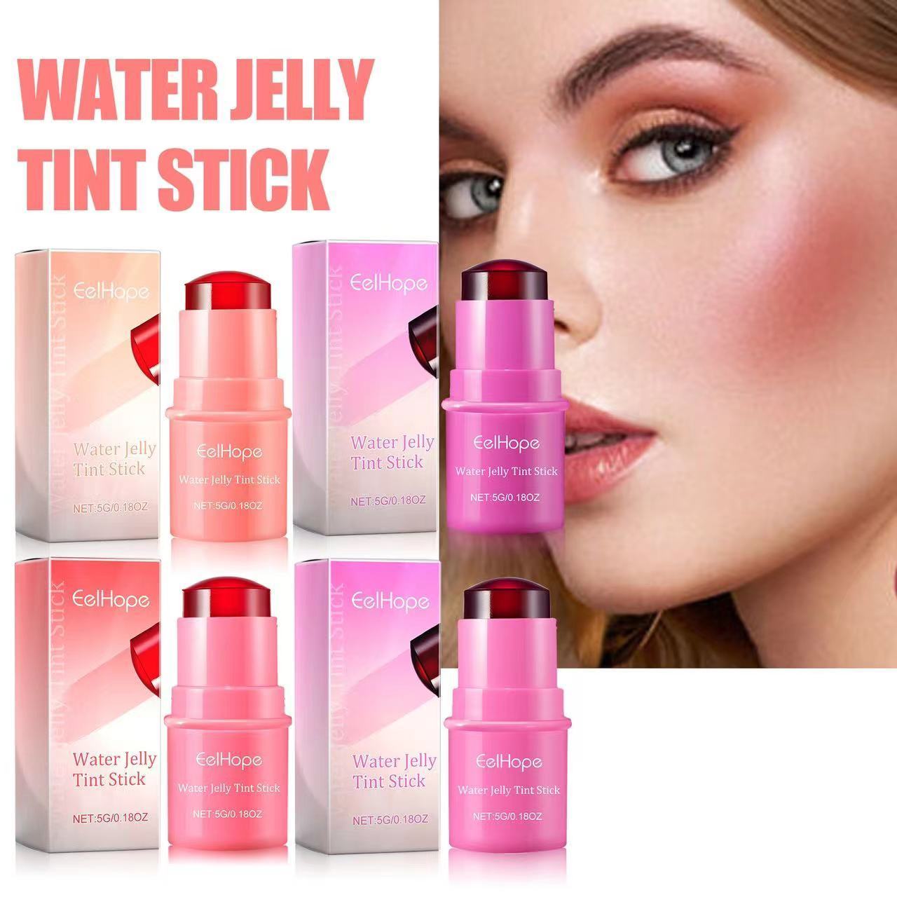 4 colors Light Natural Fruit Jelly powder blusher Lip Tint Stick Makeup Brightening Waterproof powder blusher Lip Color Stick