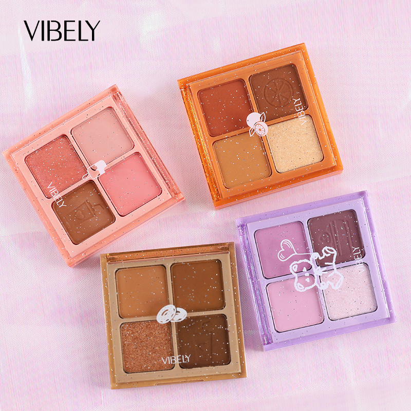 High Pigment 4 Colors Square Glint Eye Shadow Tray Waterproof Lasting Shimmer Nude Matte Eyeshadow Palette