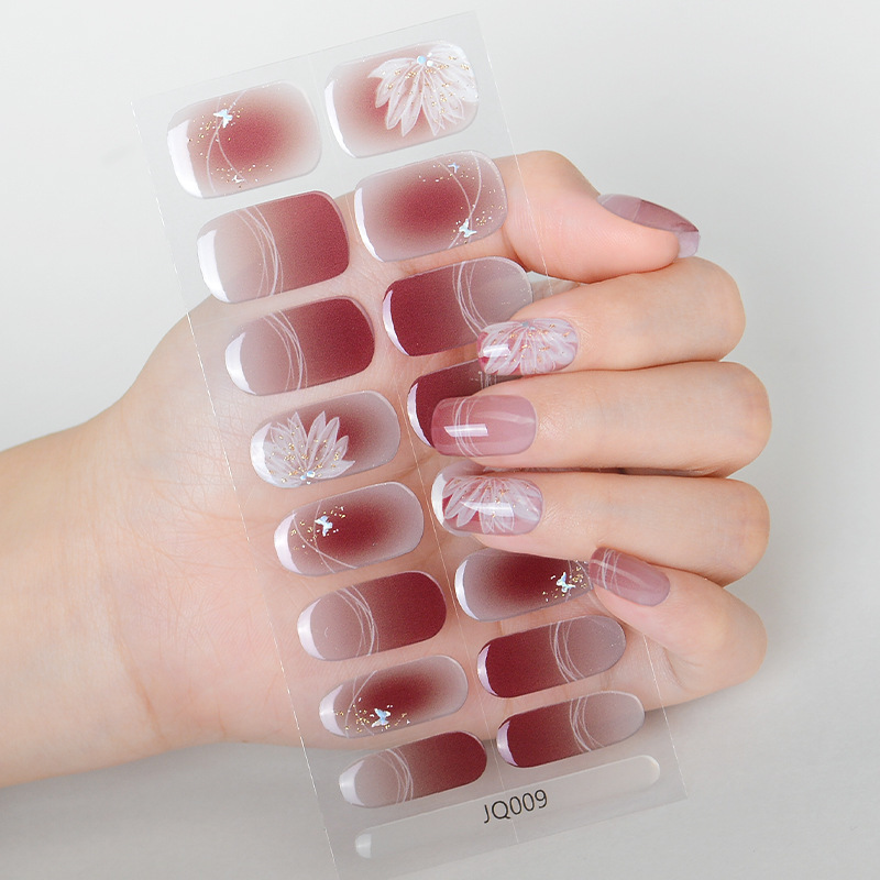 Red adhesive all-wrap gel nail sticker