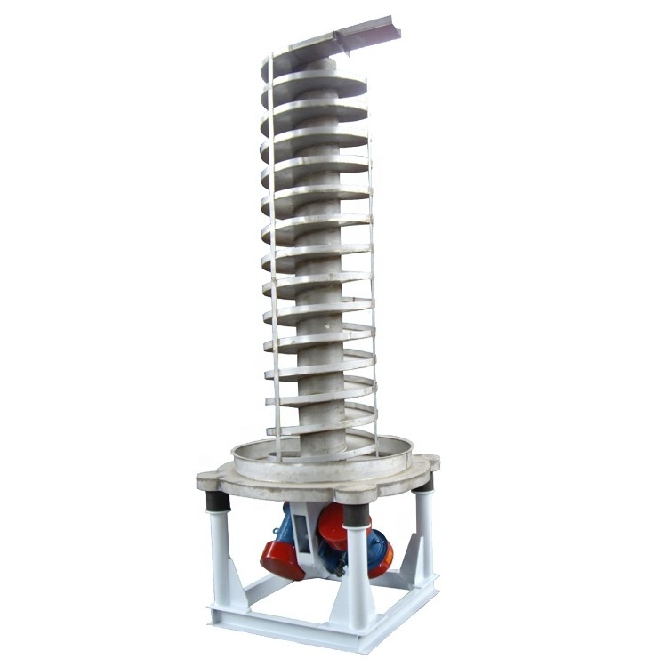 small footprint vertical vibration spiral elevator feeder for food chemicals plastic rubber grain distillers grain