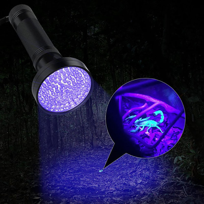 100 LED UV Blacklight Ultraviolet Flashlight Pet Urine Stain Detector for Scorpions Hunting