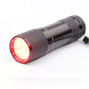 9 LEDs Red Light LED Black Flashlight for Astronomy / Aviation / Night Vision/Hunting