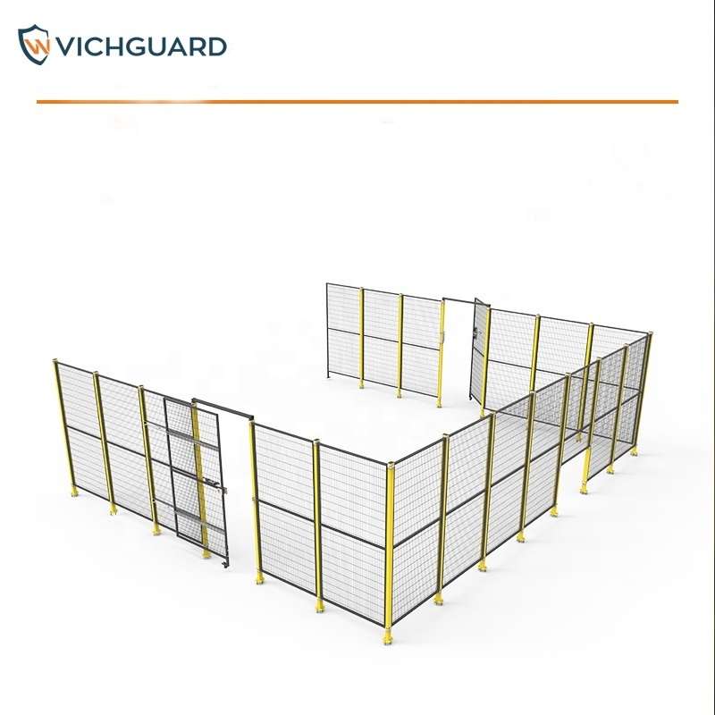 Machine Safety Fence Panels Safety Fence Doors Hinged Robotic Guarding Metal Steel Customized Sustainable Security Fence