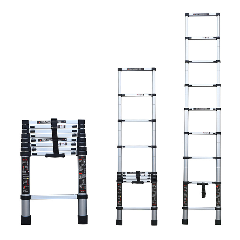 DT-380-40BK 3.8m single-side Telescoping Ladder Stainless Steel Multi Purpose  Foldable Aluminum Telescopic Ladder