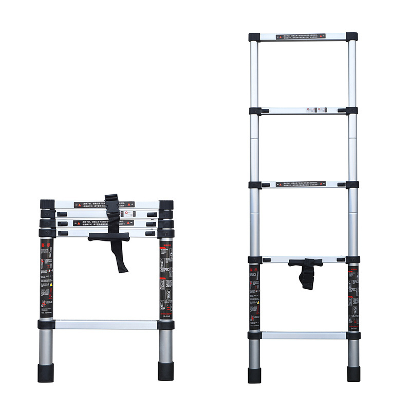 DT-380-40BK 3.8m single-side Telescoping Ladder Stainless Steel Multi Purpose  Foldable Aluminum Telescopic Ladder