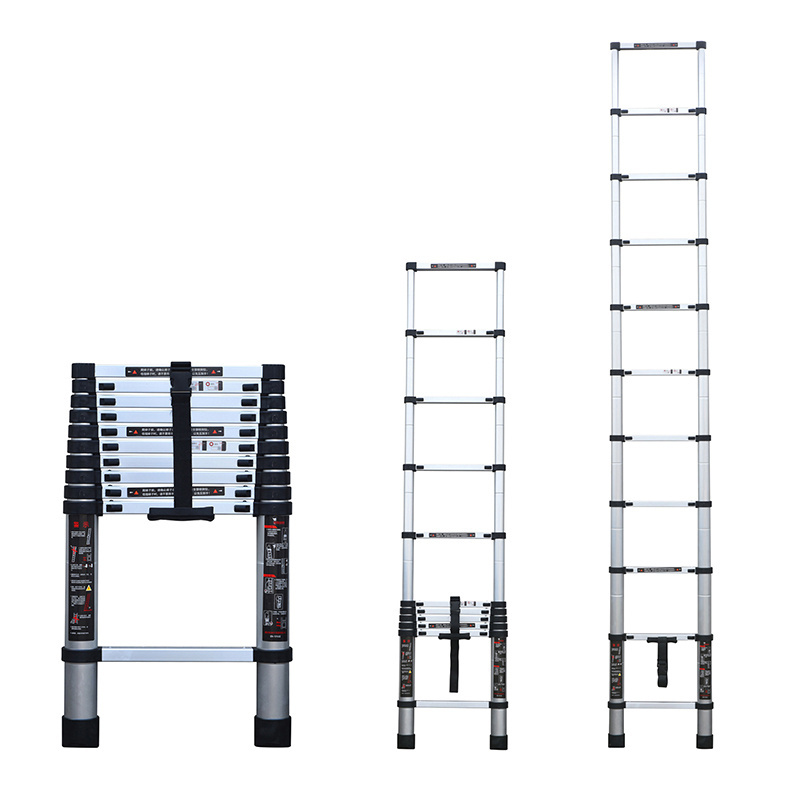 DT-380-40BK 3.8m single-side Telescoping Ladder Stainless Steel Multi Purpose  Foldable Aluminum Telescopic Ladder