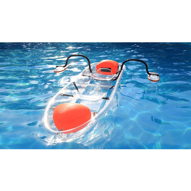 Transparent Plastic Clear Crystal PC Leisure Double Seats Crystal Clear Kayak Transparent Canoe with Aluminum Frame 2 Years