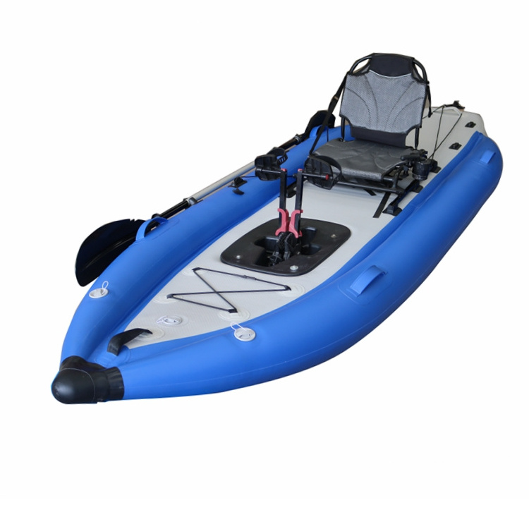 2024 NEW Pedal Boat 12FT Inflatable Fishing Kayak,Pedal Kayak with Rudder,Sit on Lightweight,Stable one Person Kajak ON SALE