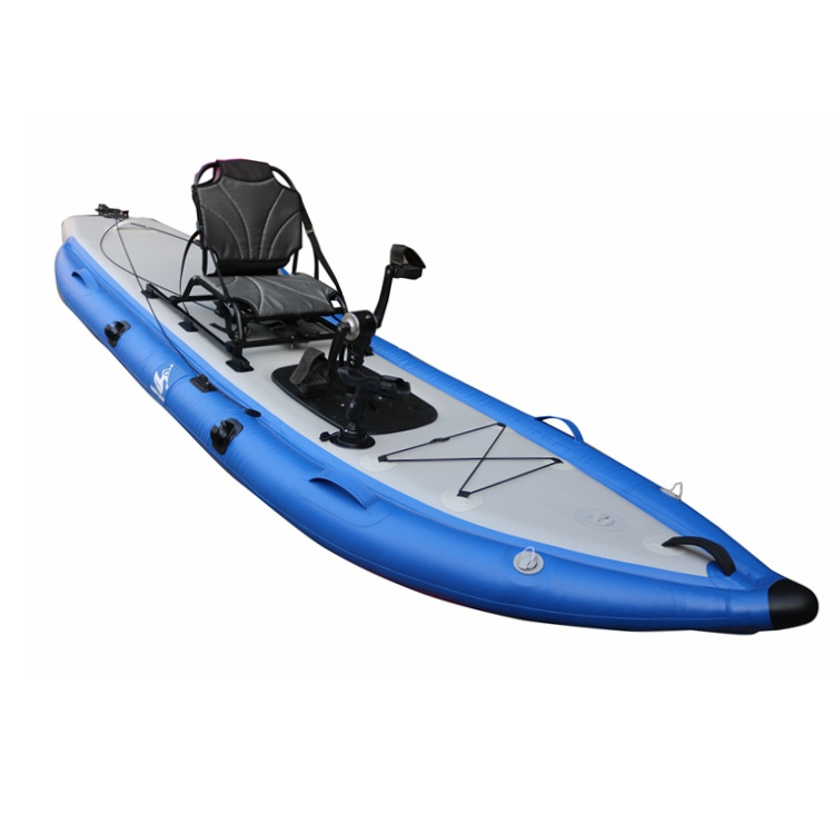 2024 NEW Pedal Boat 12FT Inflatable Fishing Kayak,Pedal Kayak with Rudder,Sit on Lightweight,Stable one Person Kajak ON SALE