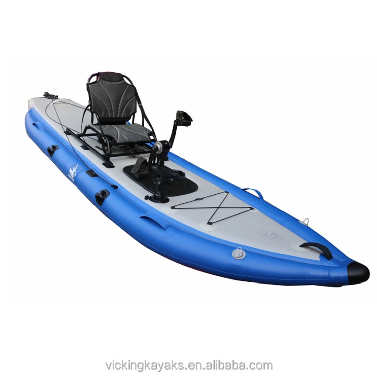 2024 NEW Pedal Boat 12FT Inflatable Fishing Kayak,Pedal Kayak with Rudder,Sit on Lightweight,Stable one Person Kajak ON SALE