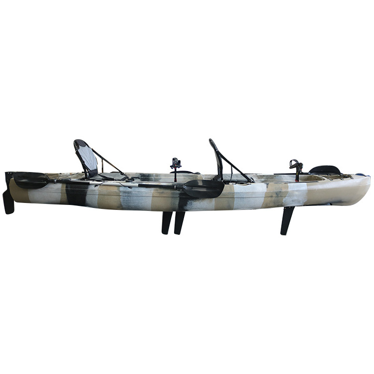 2022 New Double Seat Two Person Tandem 14ft Fishing Foot Pedal Drive paddle kayak With Fins