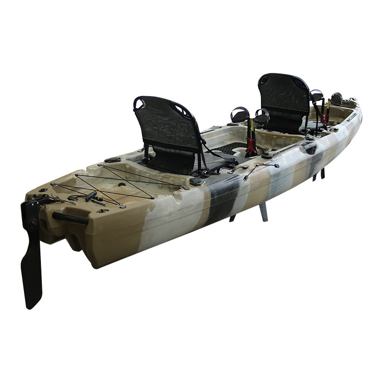 2022 New Double Seat Two Person Tandem 14ft Fishing Foot Pedal Drive paddle kayak With Fins