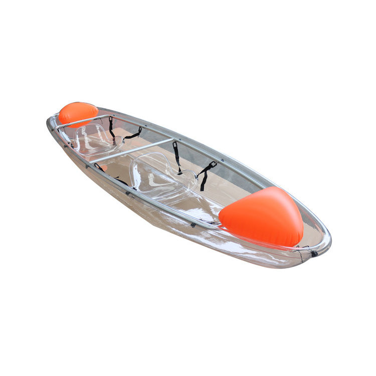 Transparent Plastic Clear Crystal PC Leisure Double Seats Crystal Clear Kayak Transparent Canoe with Aluminum Frame 2 Years