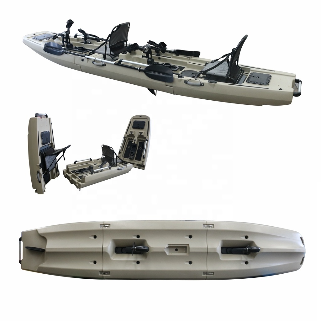 Vicking New Designed 4.36M 2 Person Modular Fishing Kayak with Pedals Detachable Foldable kayak with Electric Motor