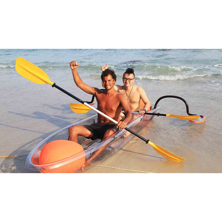 Transparent Plastic Clear Crystal PC Leisure Double Seats Crystal Clear Kayak Transparent Canoe with Aluminum Frame 2 Years