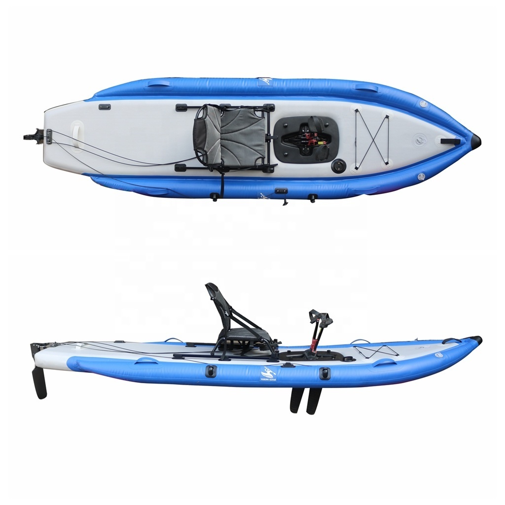 Vicking Inflatable Rowing Pedal Boat For Drifting And Fishing Power System With Foot Drive Pedal PVC Material Folding Kayak