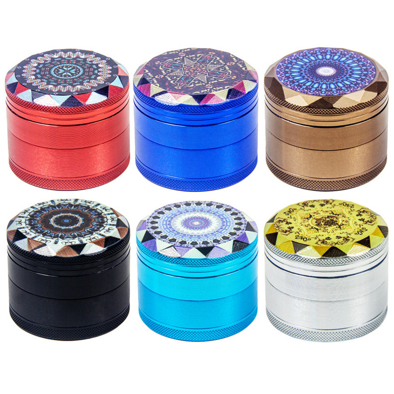 Manufacture 50mm 4 Layer Rainbow Aluminium Herb Grinder For Smoking Stainless Steel Grinder With Brush