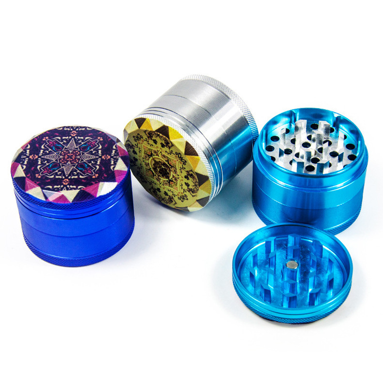 Manufacture 50mm 4 Layer Rainbow Aluminium Herb Grinder For Smoking Stainless Steel Grinder With Brush