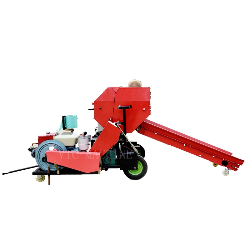 diesel engine driven full-automatic home  mini round hay baler