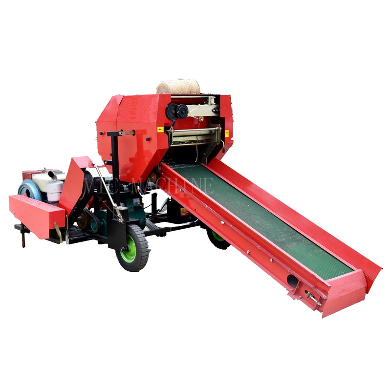 diesel engine driven full-automatic home  mini round hay baler